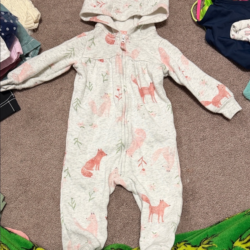 Carter's Pink and Cream Fox Print Footie
